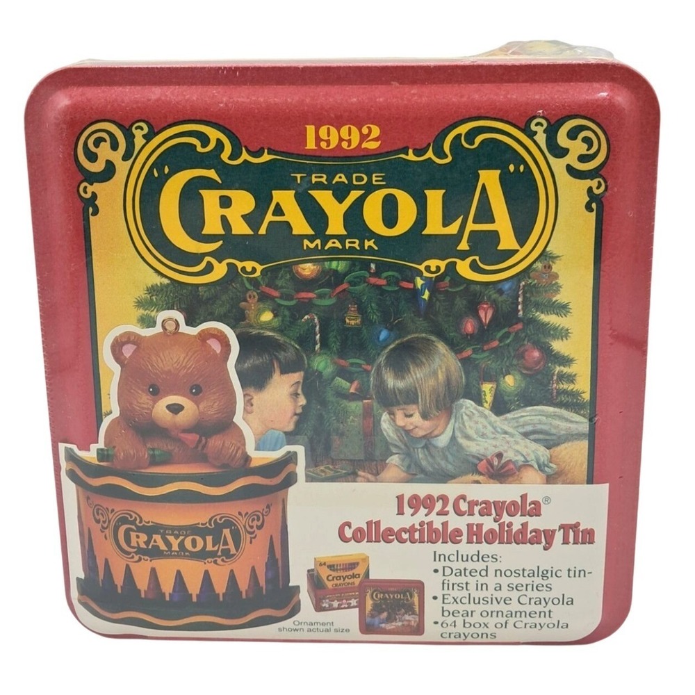 1992 Crayola Collectible Holiday Tin With Vintage Design Includes Exclusive Cray